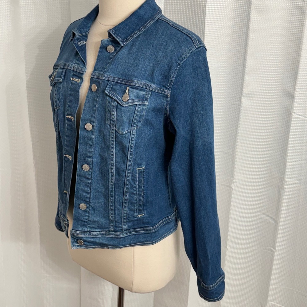 Old Navy Women's Classic Long Sleeve Denim Button Front Jean Jacket - Picture 3 of 7